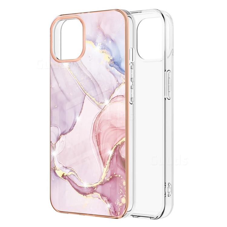 Rose Gold Dancing Electroplated Gold Frame 2.0 Thickness Plating Marble IMD Soft Back Cover for iPhone 13 mini (5.4 inch)