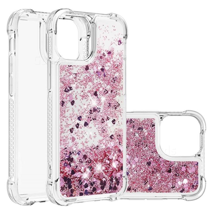 Dynamic Liquid Glitter Sand Quicksand Star TPU Case for iPhone 13 mini (5.4 inch) - Diamond Rose