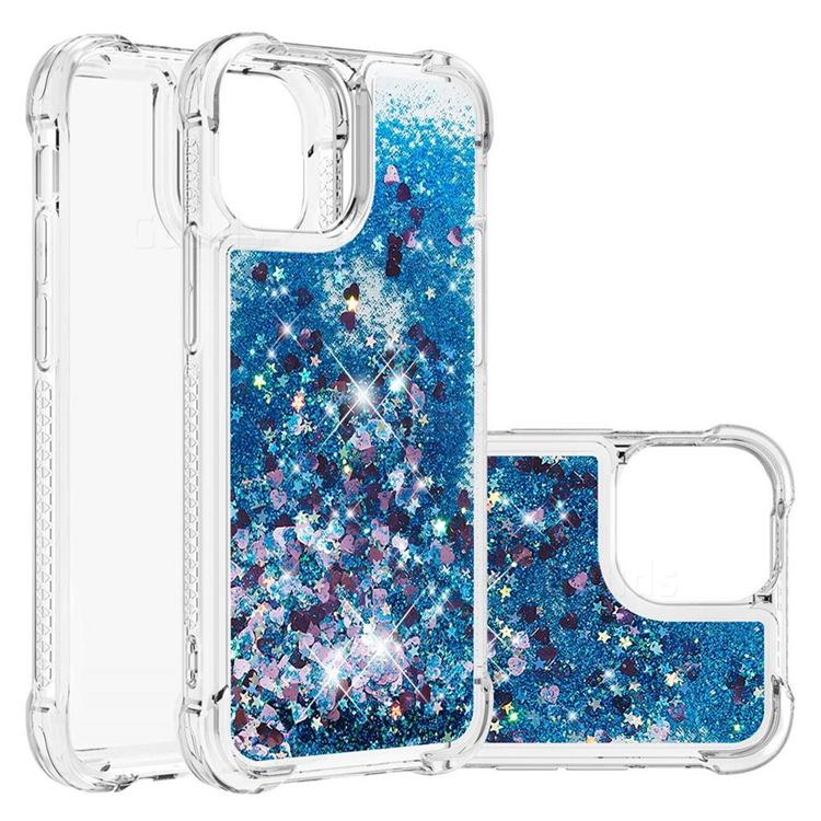 Dynamic Liquid Glitter Sand Quicksand TPU Case for iPhone 13 mini (5.4 inch) - Blue Love Heart
