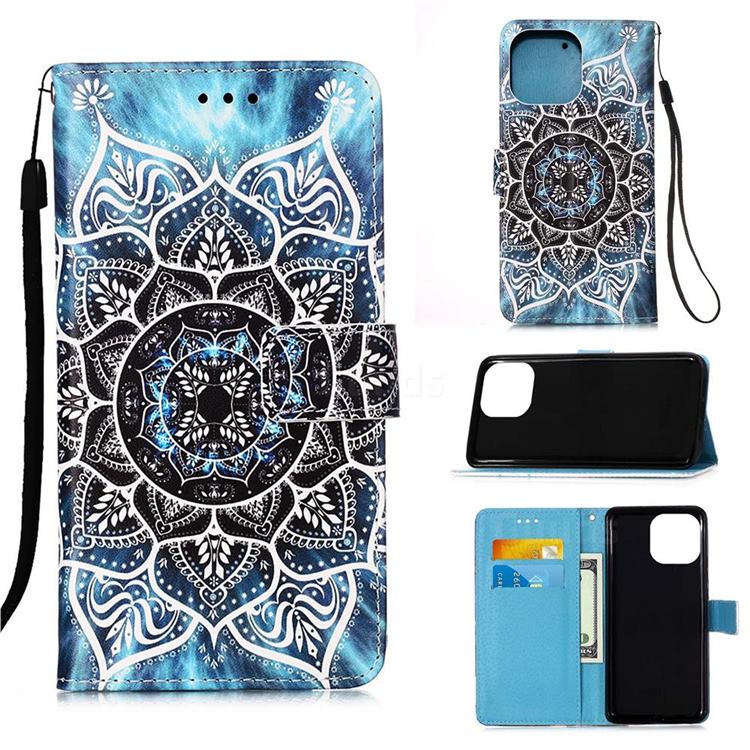 Underwater Mandala Matte Leather Wallet Phone Case for iPhone 13 mini (5.4 inch)