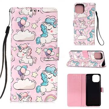Angel Pony 3D Painted Leather Wallet Case for iPhone 13 mini (5.4 inch)