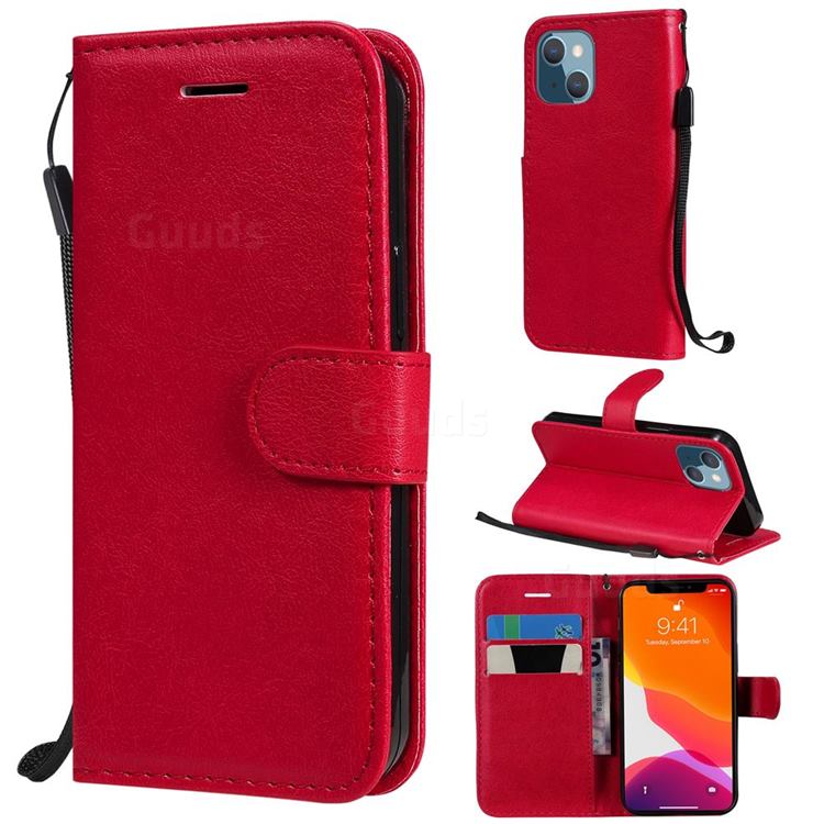 Retro Greek Classic Smooth PU Leather Wallet Phone Case for iPhone 13 mini (5.4 inch) - Red