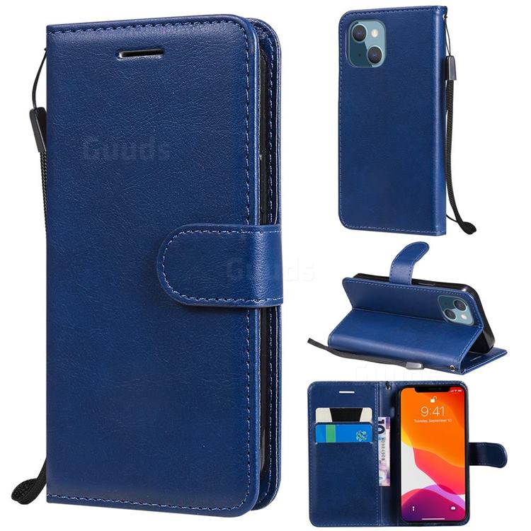 Retro Greek Classic Smooth PU Leather Wallet Phone Case for iPhone 13 mini (5.4 inch) - Blue