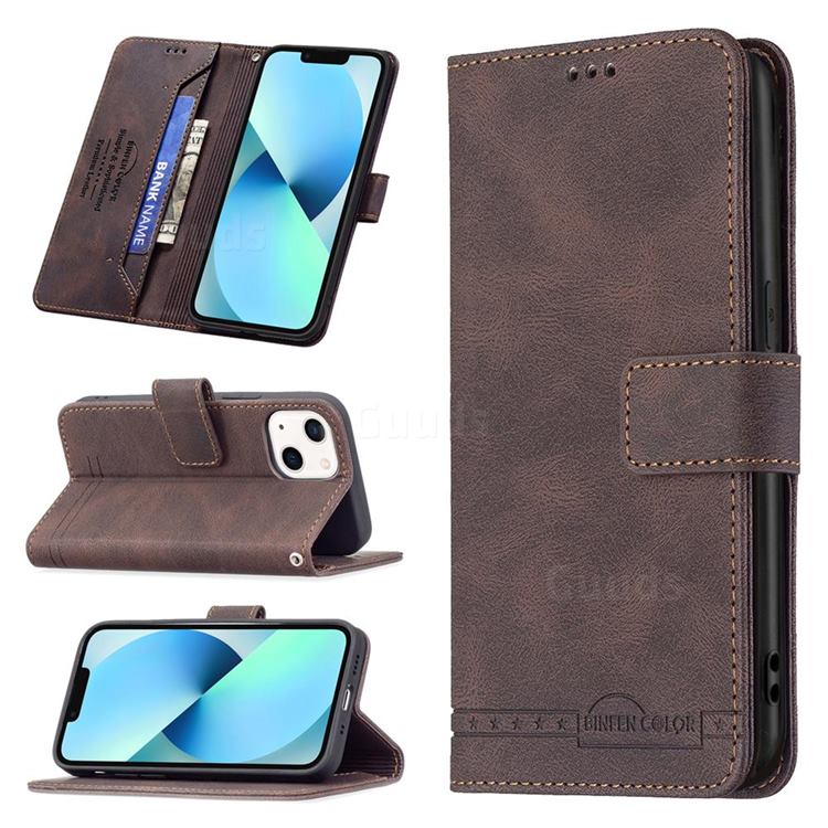 Binfen Color RFID Blocking Leather Wallet Case for iPhone 13 mini (5.4 inch) - Brown