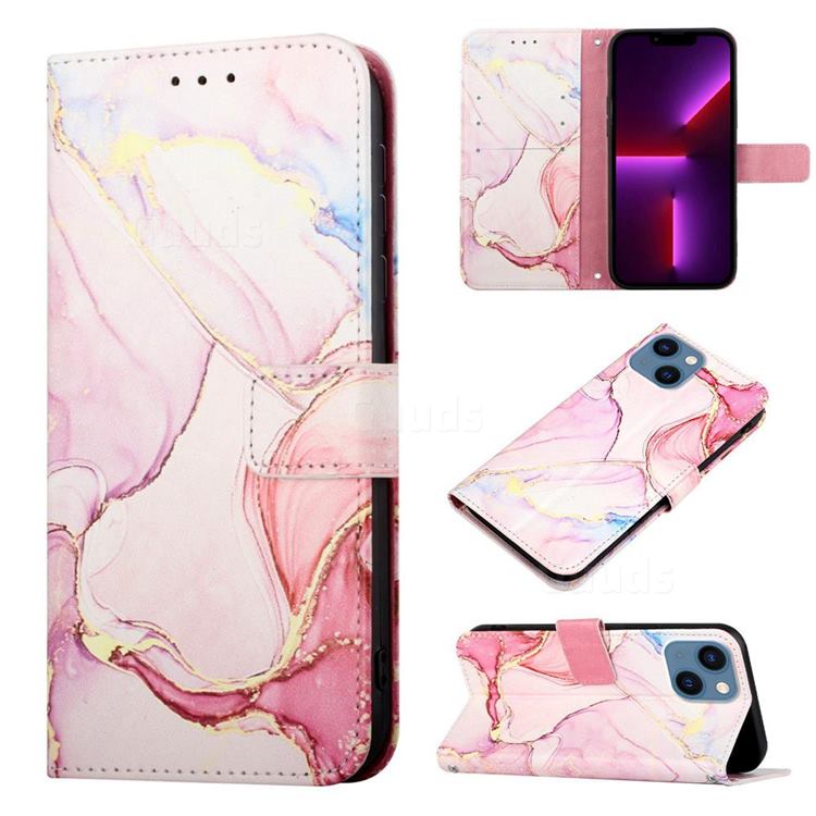 Rose Gold Marble Leather Wallet Protective Case for iPhone 13 mini (5.4 inch)