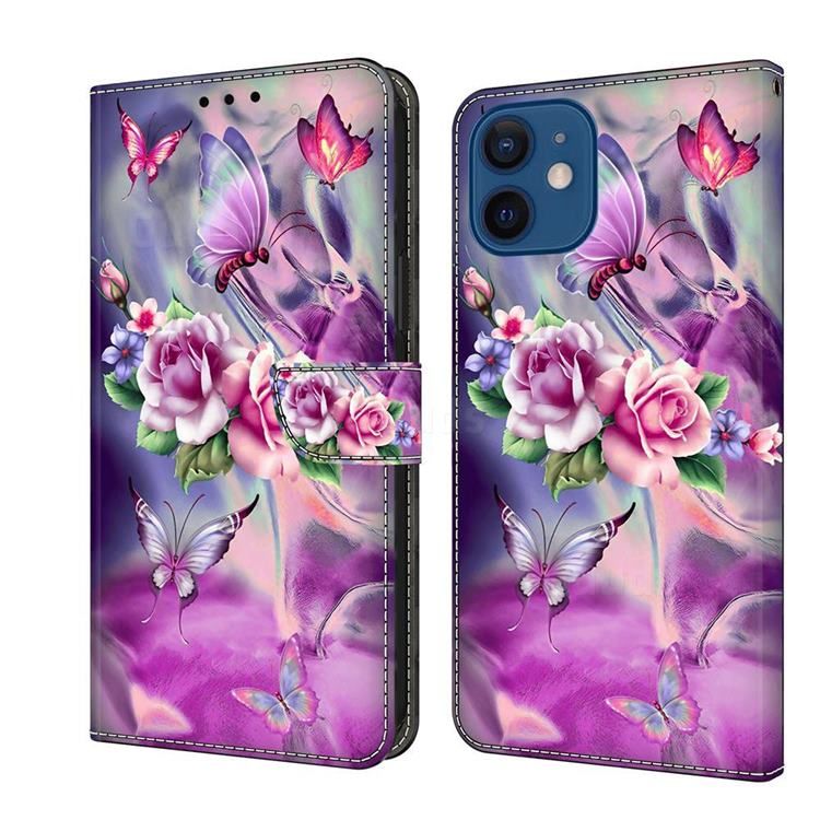 Flower Butterflies Crystal PU Leather Protective Wallet Case Cover for iPhone 13 mini (5.4 inch)