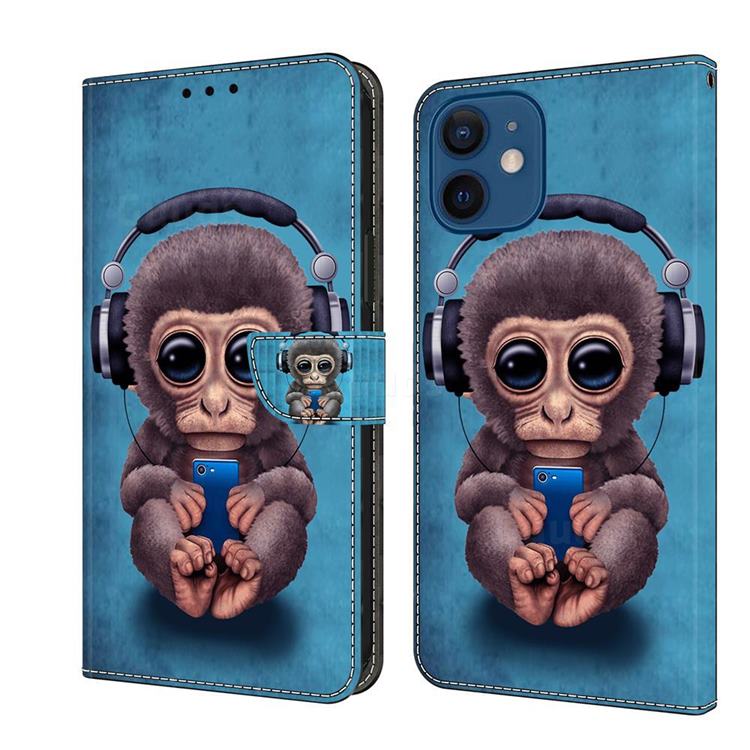 Cute Orangutan Crystal PU Leather Protective Wallet Case Cover for iPhone 13 mini (5.4 inch)