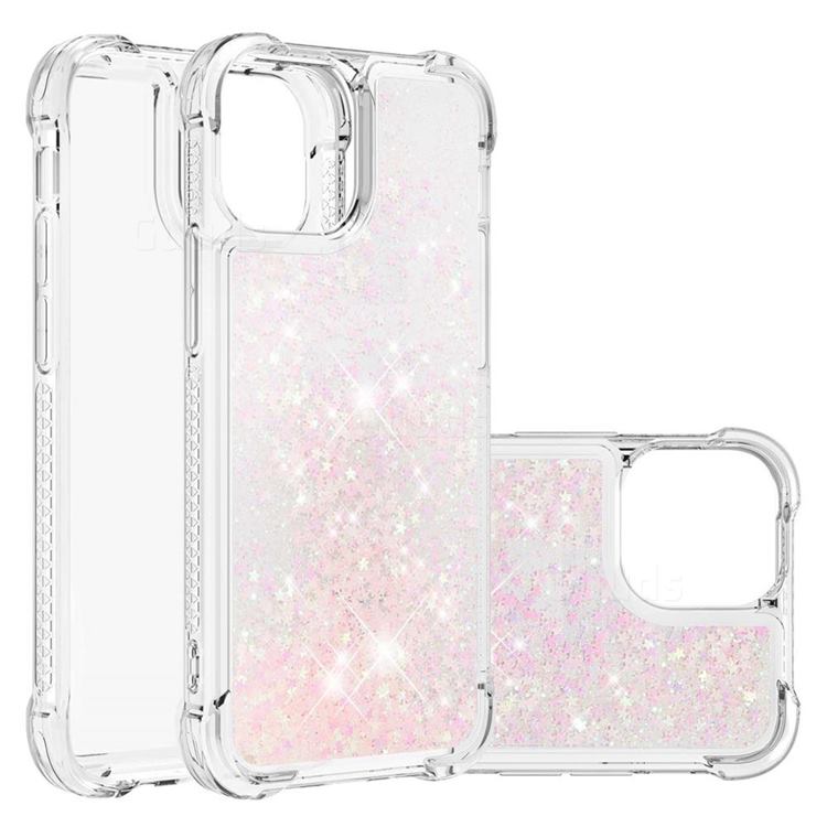 Dynamic Liquid Glitter Sand Quicksand TPU Case for iPhone 13 Pro (6.1 inch) - Silver Powder Star