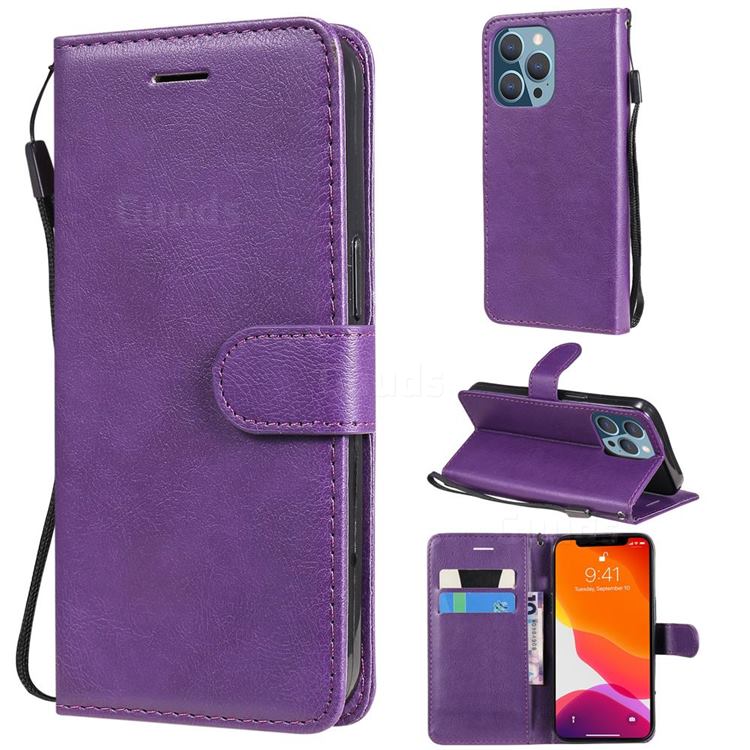 Retro Greek Classic Smooth PU Leather Wallet Phone Case for iPhone 13 Pro (6.1 inch) - Purple