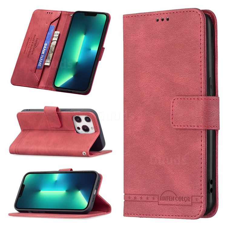 Binfen Color RFID Blocking Leather Wallet Case for iPhone 13 Pro (6.1 inch) - Red