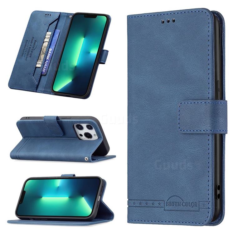 Binfen Color RFID Blocking Leather Wallet Case for iPhone 13 Pro (6.1 inch) - Blue