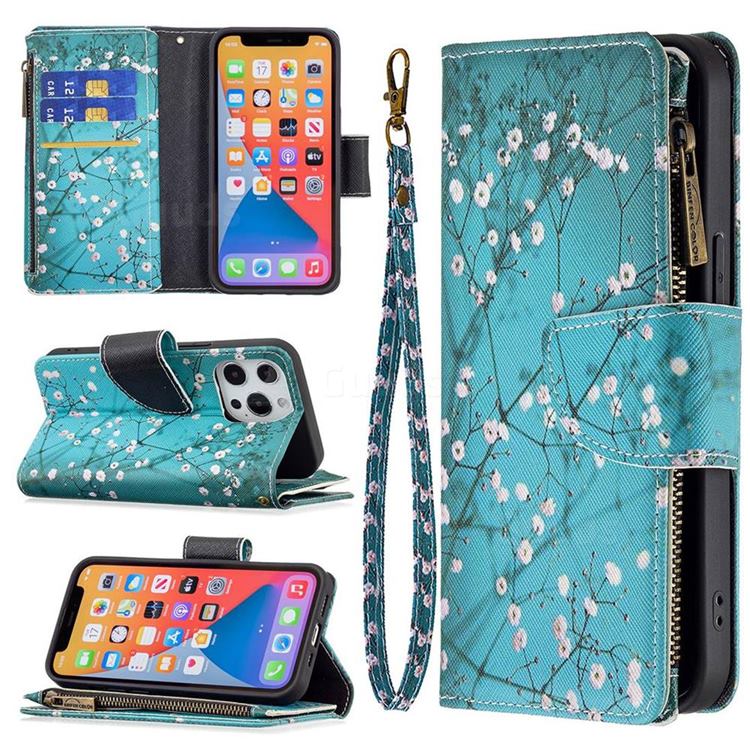 Blue Plum Binfen Color BF03 Retro Zipper Leather Wallet Phone Case for iPhone 13 Pro (6.1 inch)