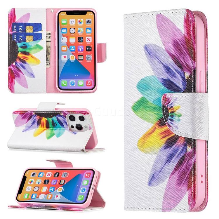 Seven-color Flowers Leather Wallet Case for iPhone 13 Pro (6.1 inch)
