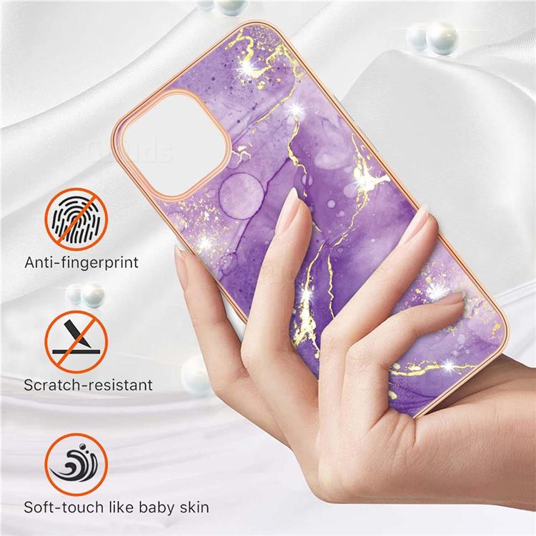 Fashion Purple Electroplated Gold Frame 2 0 Thickness Plating Marble Imd Soft Back Cover For Iphone 13 Pro Max 6 7 Inch Iphone 13 Pro Max 6 7 Inch Cases Guuds