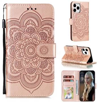 Intricate Embossing Datura Solar Leather Wallet Case for iPhone 13 Pro Max (6.7 inch) - Rose Gold