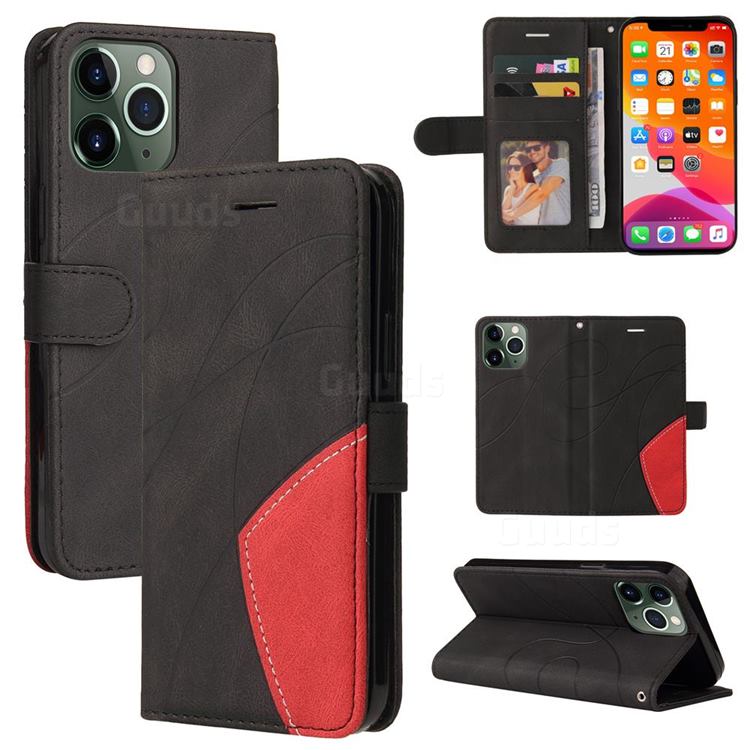 Luxury Two-color Stitching Leather Wallet Case Cover for iPhone 13 Pro Max (6.7 inch) - Black