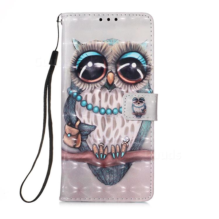 Sweet Gray Owl 3D Painted Leather Wallet Case for LG V40 ThinQ