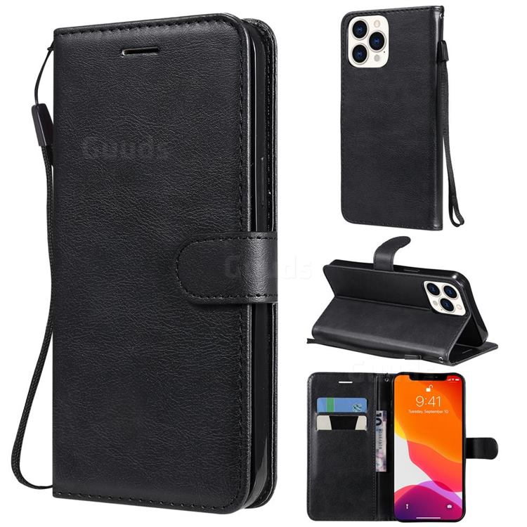 Retro Greek Classic Smooth PU Leather Wallet Phone Case for iPhone 13 Pro Max (6.7 inch) - Black
