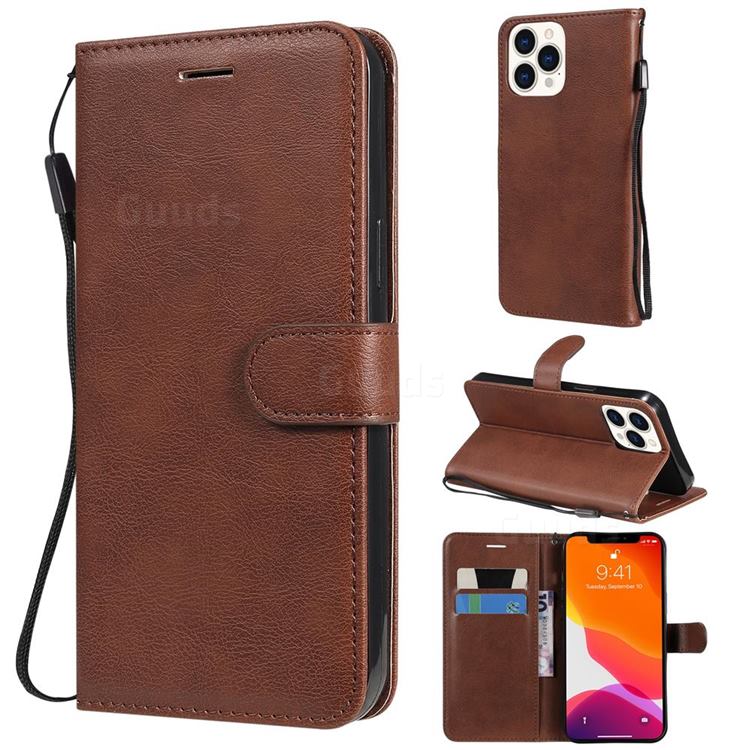 Retro Greek Classic Smooth PU Leather Wallet Phone Case for iPhone 13 Pro Max (6.7 inch) - Brown