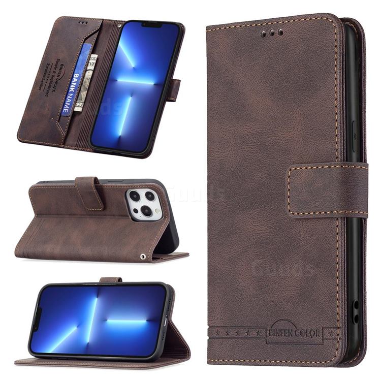Binfen Color RFID Blocking Leather Wallet Case for iPhone 13 Pro Max (6.7 inch) - Brown