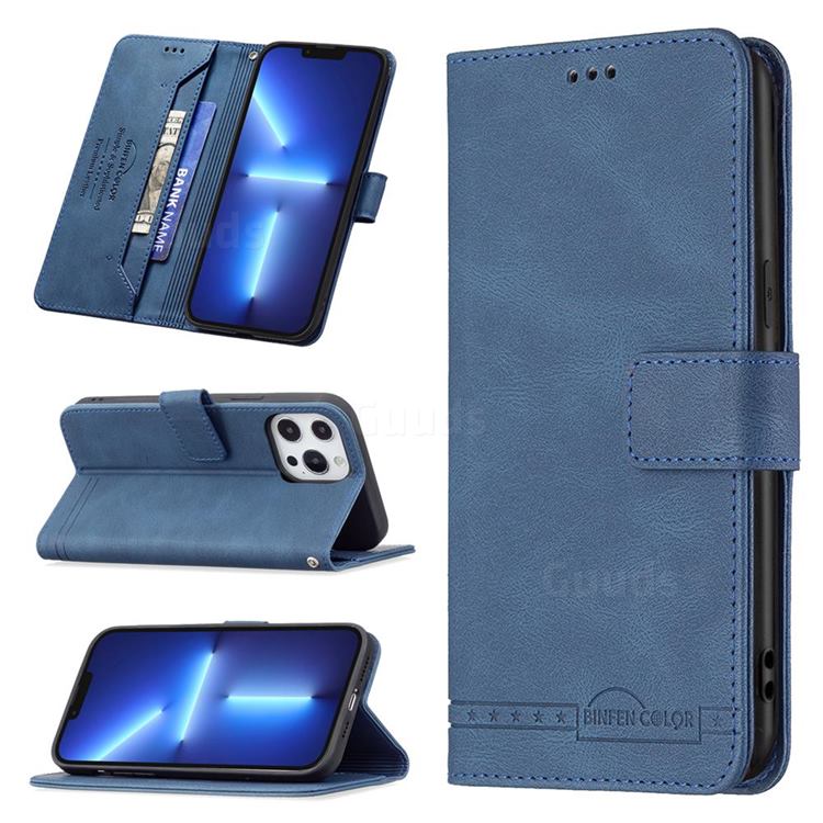 Binfen Color RFID Blocking Leather Wallet Case for iPhone 13 Pro Max (6.7 inch) - Blue