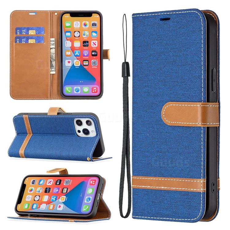 Jeans Cowboy Denim Leather Wallet Case for iPhone 13 Pro Max (6.7 inch) - Sapphire