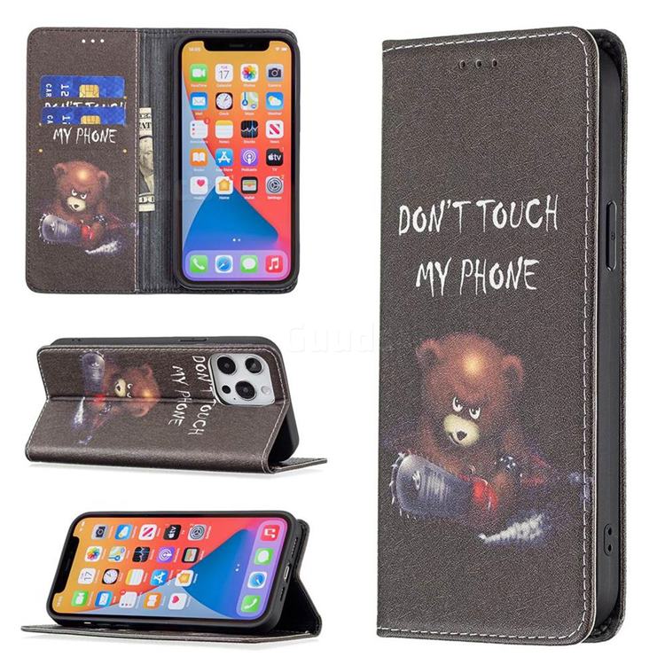 Chainsaw Bear Slim Magnetic Attraction Wallet Flip Cover for iPhone 13 Pro Max (6.7 inch)