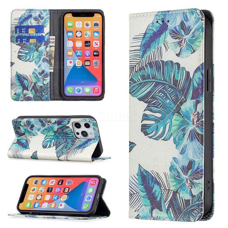 Blue Leaf Slim Magnetic Attraction Wallet Flip Cover for iPhone 13 Pro Max (6.7 inch)