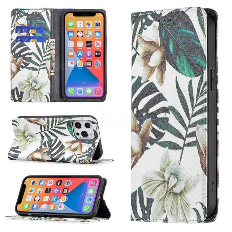 Flower Leaf Slim Magnetic Attraction Wallet Flip Cover for iPhone 13 Pro Max (6.7 inch)