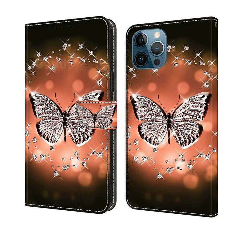 Crystal Butterfly Crystal PU Leather Protective Wallet Case Cover for iPhone 13 Pro Max (6.7 inch)