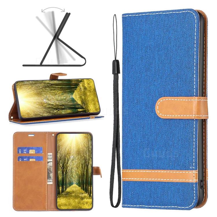 Jeans Cowboy Denim Leather Wallet Case for iPhone 14 Max (6.7 inch) - Sapphire