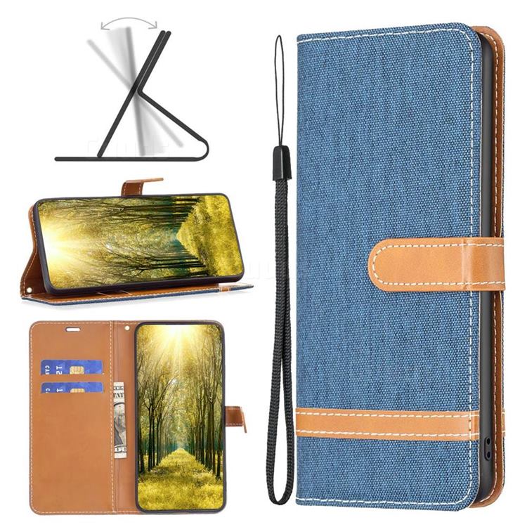 Jeans Cowboy Denim Leather Wallet Case for iPhone 14 Max (6.7 inch) - Dark Blue