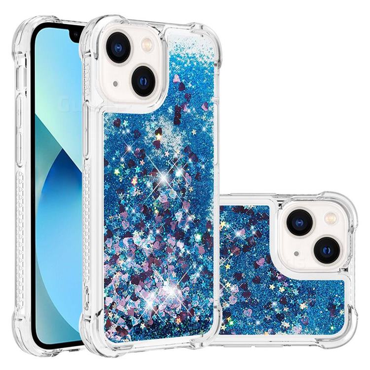 Dynamic Liquid Glitter Sand Quicksand TPU Case for iPhone 14 Plus (6.7 inch) - Blue Love Heart