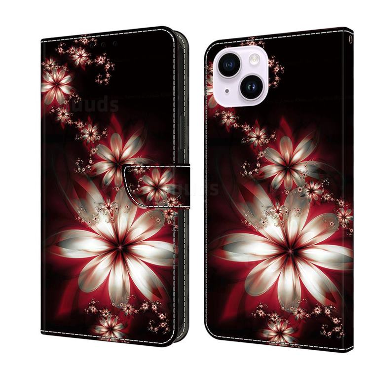Red Dream Flower Crystal PU Leather Protective Wallet Case Cover for iPhone 14 Plus (6.7 inch)