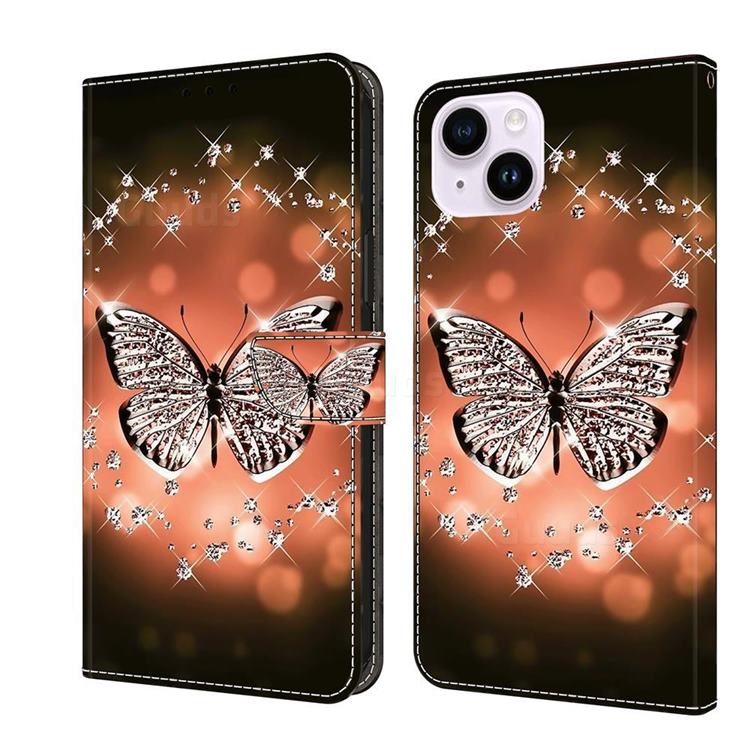 Crystal Butterfly Crystal PU Leather Protective Wallet Case Cover for iPhone 14 Plus (6.7 inch)