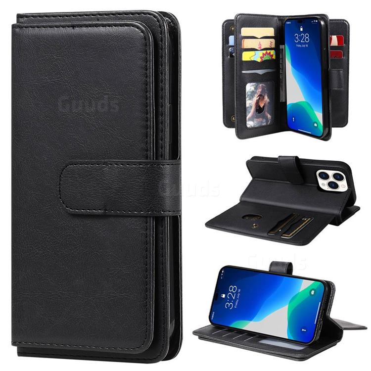 Multi-function Ten Card Slots and Photo Frame PU Leather Wallet Phone Case Cover for iPhone 14 Pro (6.1 inch) - Black