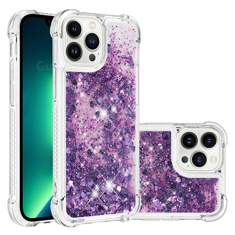 Dynamic Liquid Glitter Sand Quicksand Star TPU Case for iPhone 14 Pro (6.1 inch) - Purple
