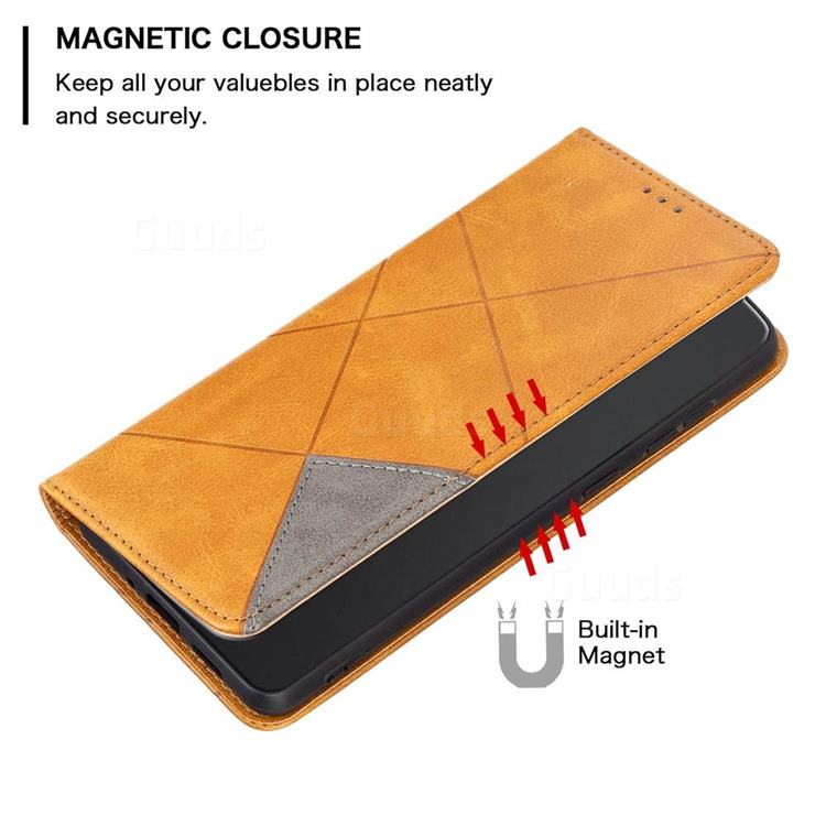 Yellow Leather Magnetic Wallet Case for iPhone 14 Pro MAX (6.7