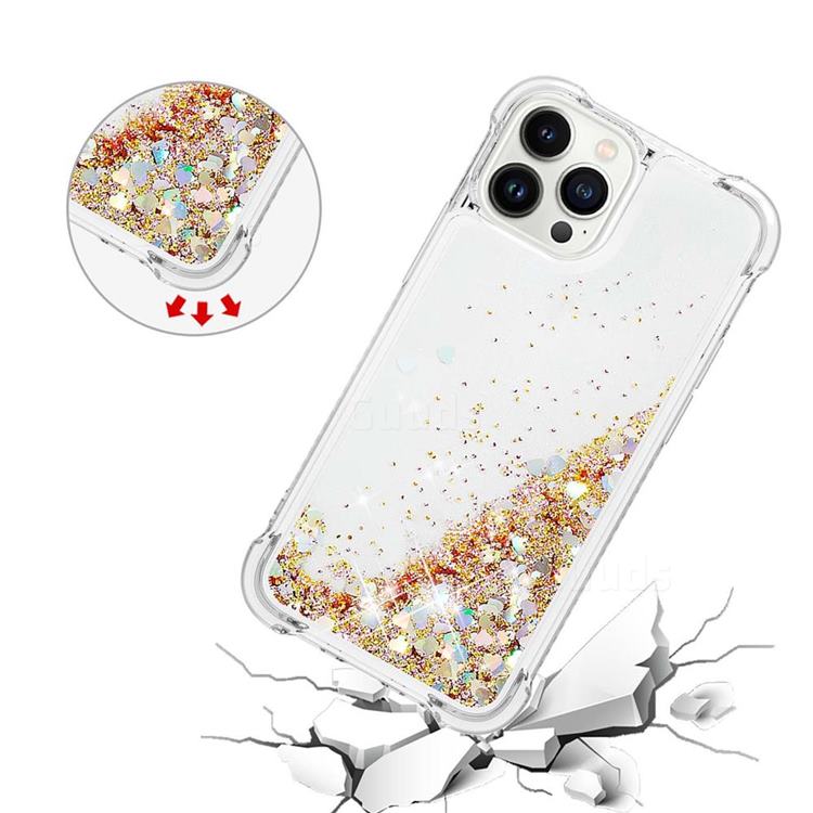 Dynamic Liquid Glitter Sand Quicksand TPU Case for iPhone 14 Pro Max (6.7  inch) - Rose Gold Love Heart - iPhone 14 Pro Max (6.7 inch) Cases - Guuds