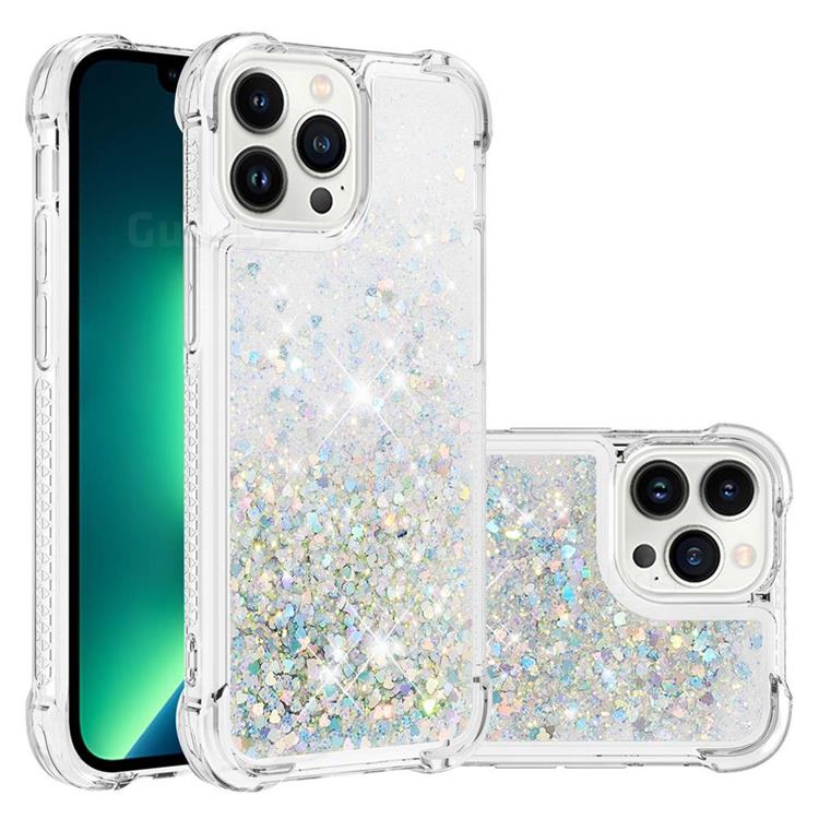 Dynamic Liquid Glitter Sand Quicksand Star TPU Case for iPhone 14 Pro Max (6.7 inch) - Silver