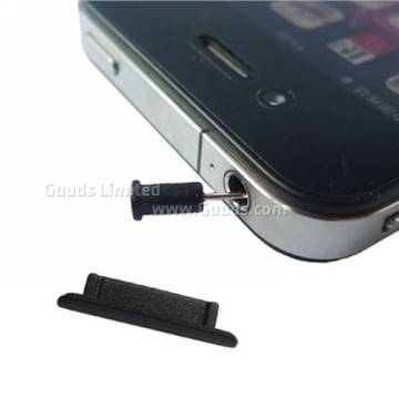 2 in 1 Anti Dust Plug Stopper Set (Dock Stopper and Earphone Plug) for iPhone 4 - Black