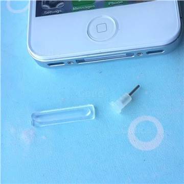 2 in 1 Anti Dust Plug Stopper Set (Dock Stopper and Earphone Plug) for iPhone 4 - Transparent