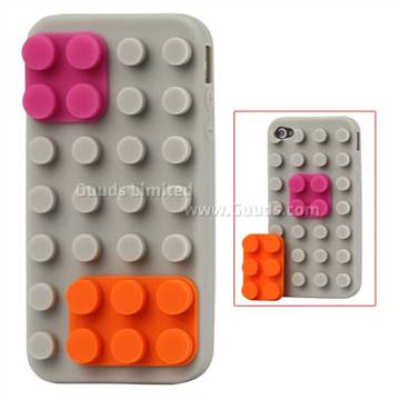 Building Block Silicone Case for iPhone 4 / iPhone 4S - Grey