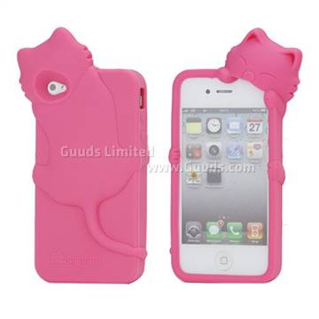 Cute 3D Cat Silicone Case for iPhone 4 / iPhone 4S - Rose ...