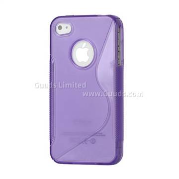S Shape TPU Gel Case for iPhone 4S / iPhone 4 - Purple