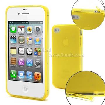 TPU Gel Case for iPhone 4S / iPhone 4 with Built-in Dust-proof Plug - Yellow