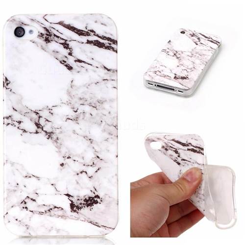 White Soft TPU Marble Pattern Case for iPhone 4s 4 4G