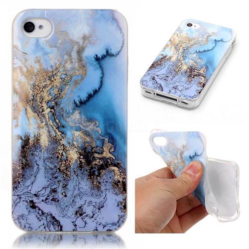 Sea Blue Soft TPU Marble Pattern Case for iPhone 4s 4 4G