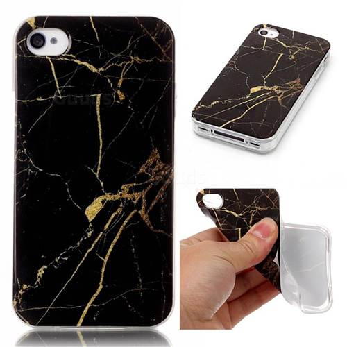 Black Gold Soft TPU Marble Pattern Case for iPhone 4s 4 4G