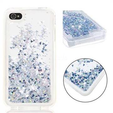 Dynamic Liquid Glitter Quicksand Sequins TPU Phone Case for iPhone 4s 4 - Silver